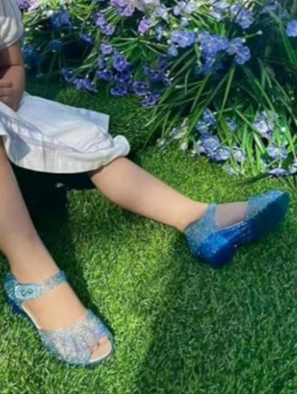 Girls Glitter Jelly Sandals Low Heel Princess Dress Up Party Shoes 6 7 8 9 11 12
